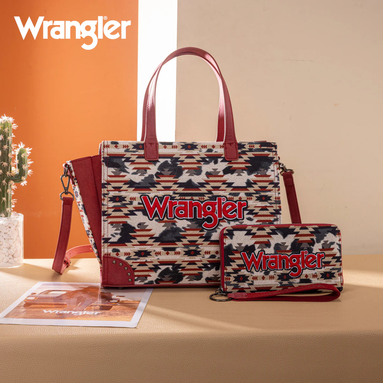 Wrangler Aztec Print Tote/Crossbody Wallet Set