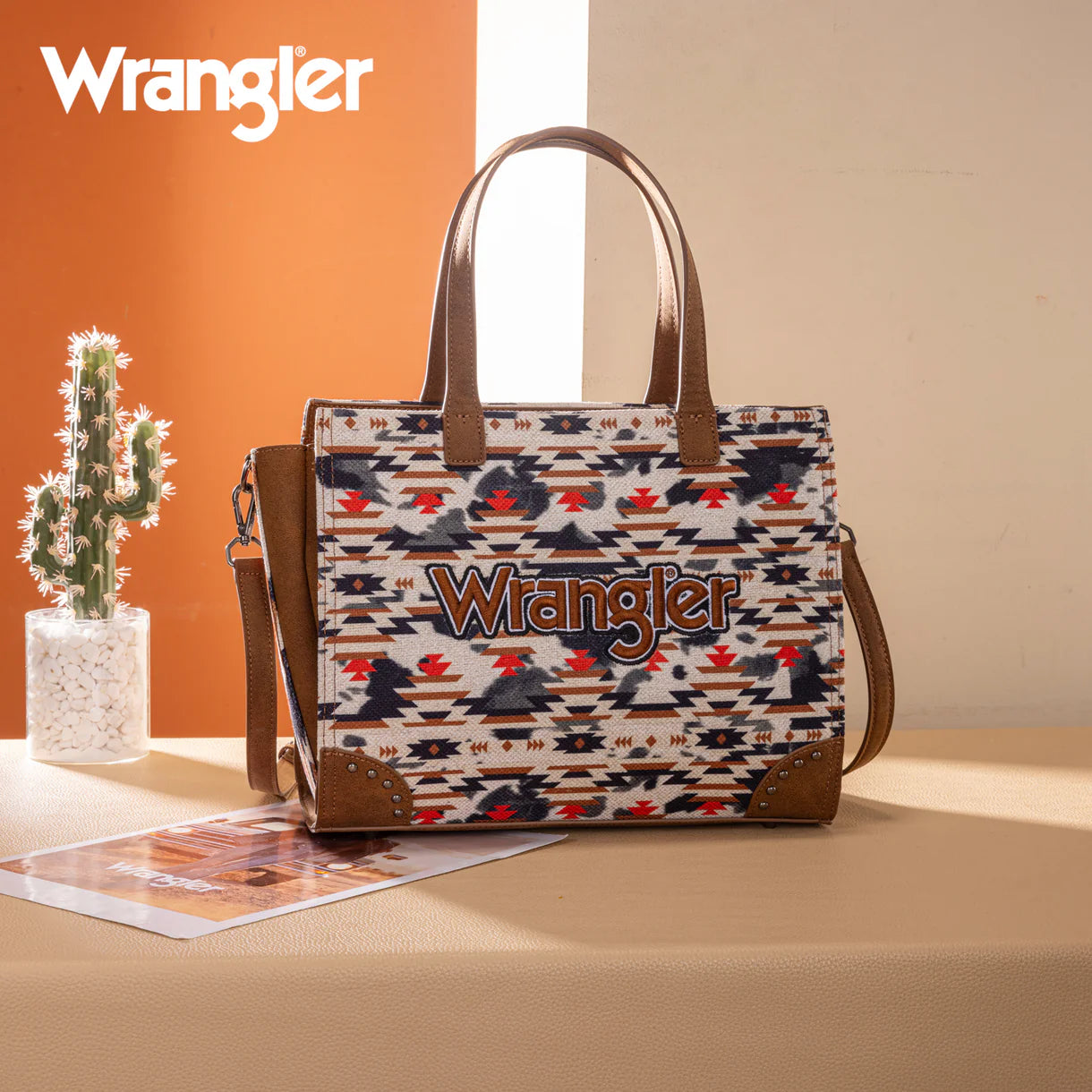 Wrangler Aztec Print Tote/Crossbody Wallet Set