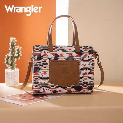 Wrangler Aztec Print Tote/Crossbody Wallet Set