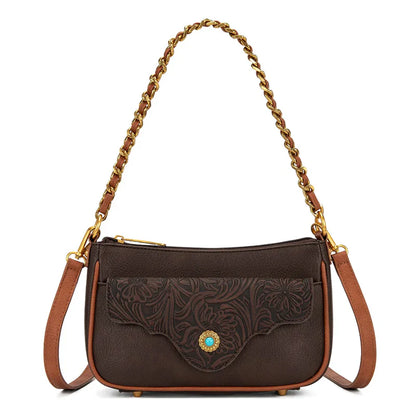 Montana West Tooled Floral Chain Shoulder Crossbody Bag