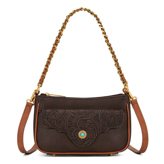 Montana West Tooled Floral Chain Shoulder Crossbody Bag
