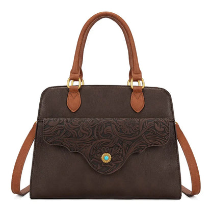 Montana West Tooled Floral Concealed Carry Satchel Crossbody Bag