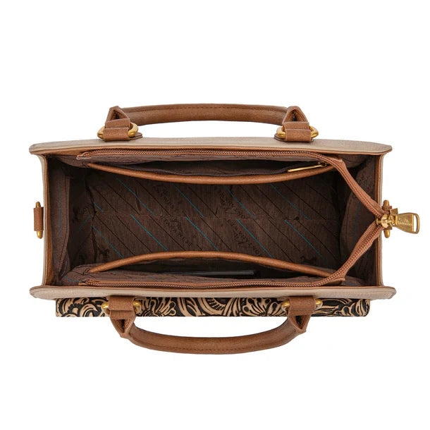 Montana West Tooled Floral Concealed Carry Satchel Crossbody Bag