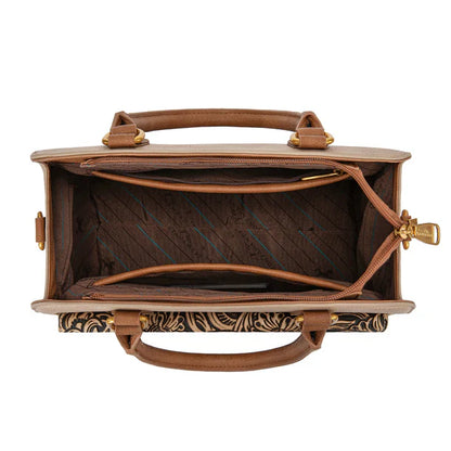 Montana West Tooled Floral Concealed Carry Satchel Crossbody Bag
