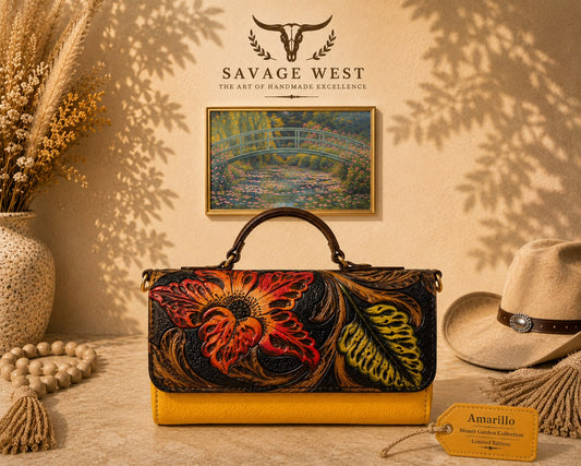 Savage Monet Garden Collection – Hand-Painted Leather Handbag