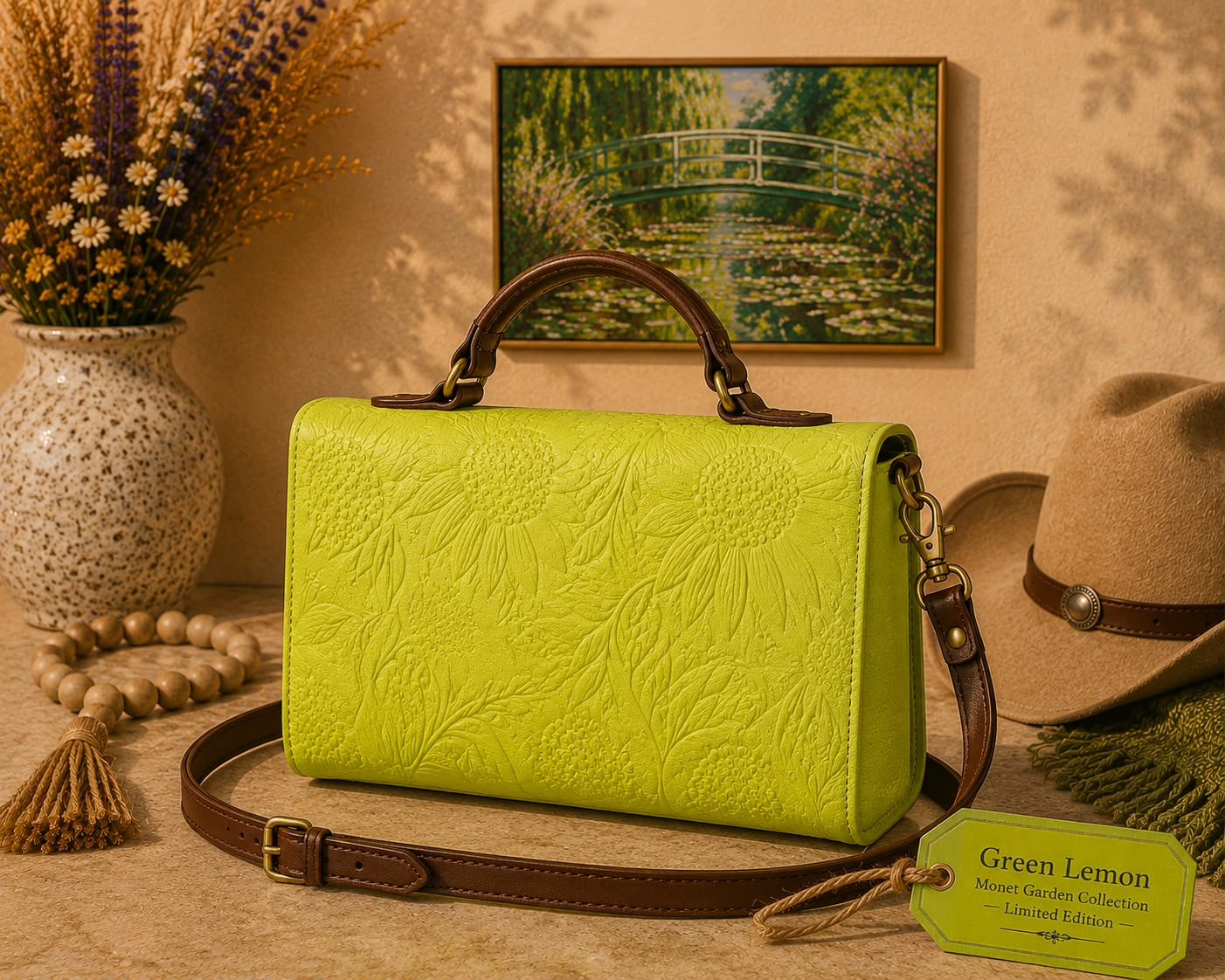 Savage Monet Garden Collection – Hand-Painted Leather Handbag