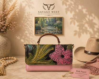 Savage Monet Garden Collection – Hand-Painted Leather Handbag