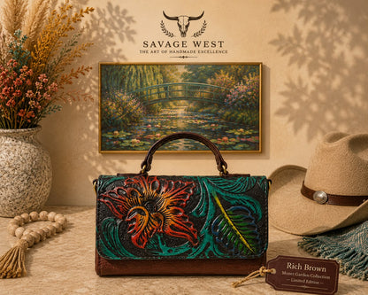 Savage Monet Garden Collection – Hand-Painted Leather Handbag