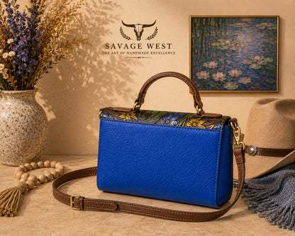 Savage Monet Garden Collection – Hand-Painted Leather Handbag