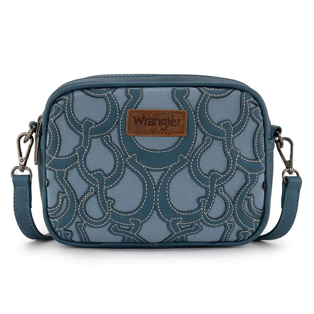 Wrangler Horseshoe Cutout Double Zip Crossbody Bag