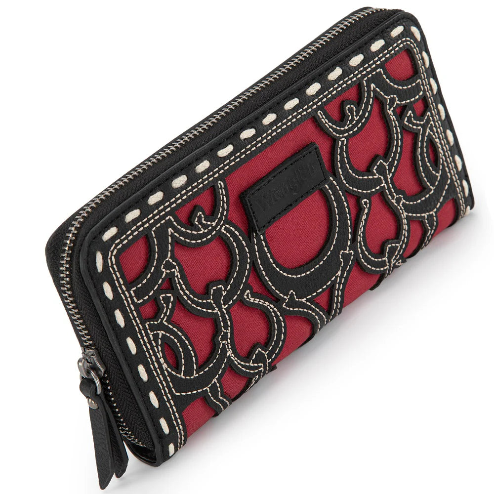 Wrangler Horseshoe Cutout Zip Around Wallet