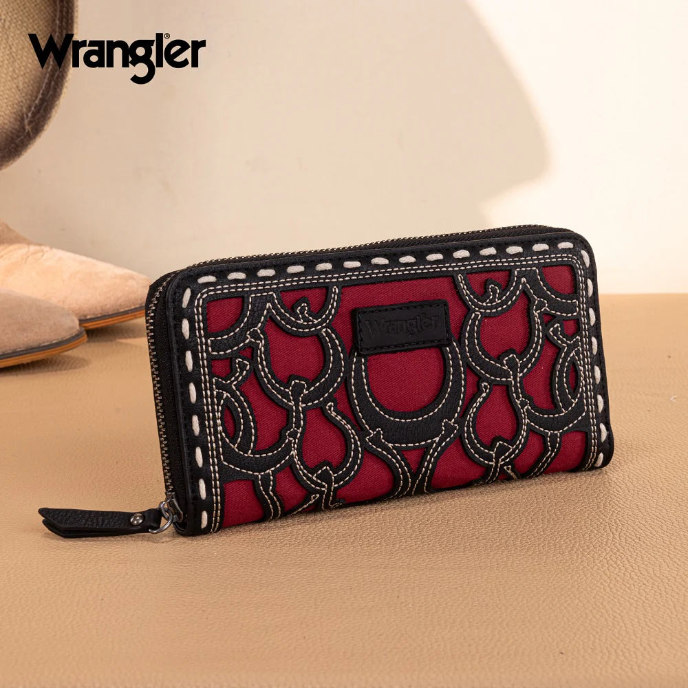 Wrangler Horseshoe Cutout Zip Around Wallet