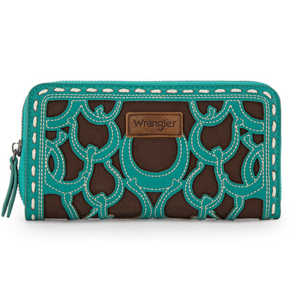 Wrangler Horseshoe Cutout Zip Around Wallet