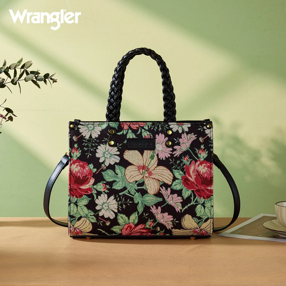 Wrangler Floral Print Braided Tote Bag