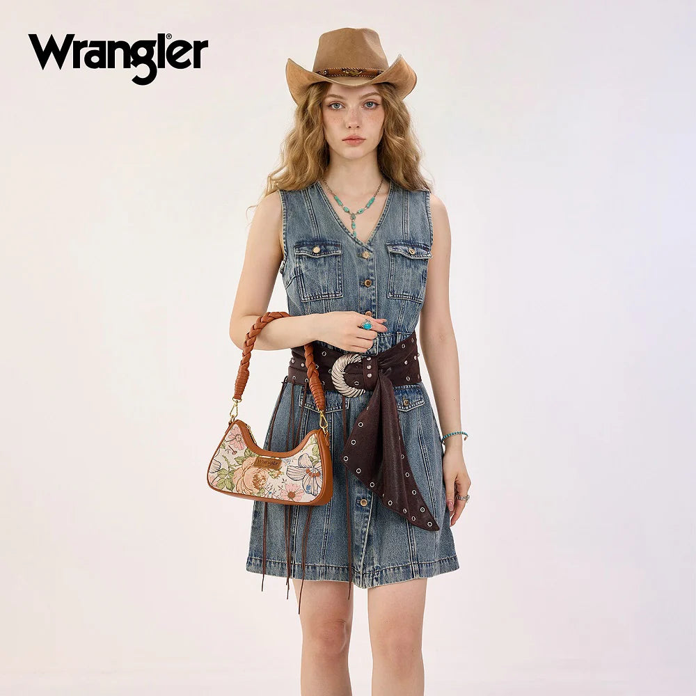 Wrangler Floral Print Braided Hobo Bag