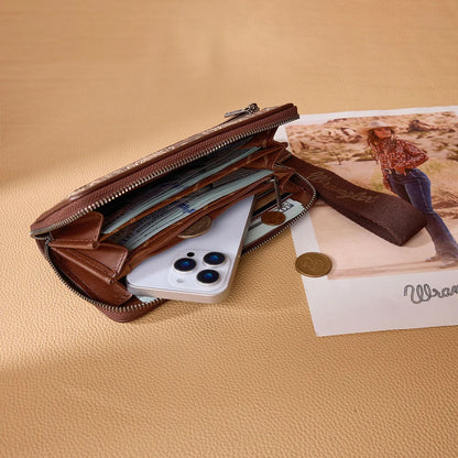 Wrangler Scroll Print Zip Around Wallet
