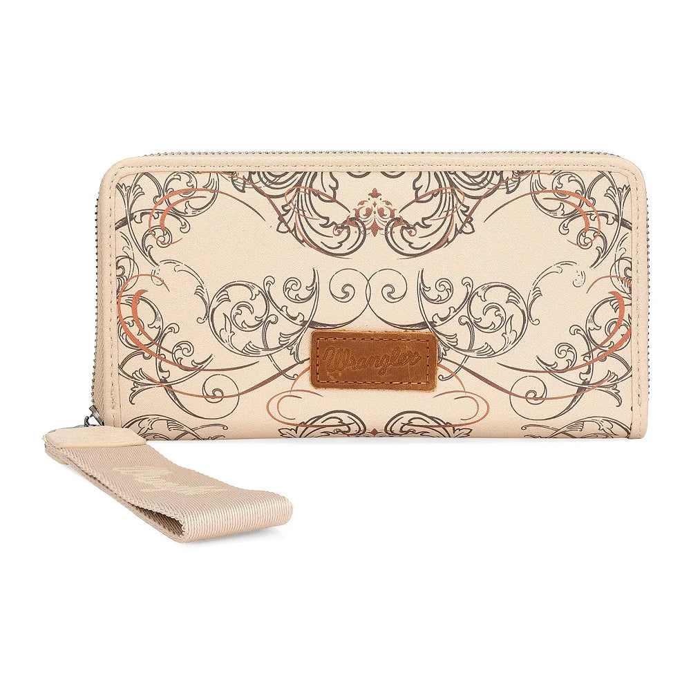 Wrangler Scroll Print Zip Around Wallet