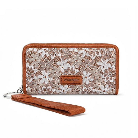 Wrangler Lace Floral RFID Blocking Zip Around Wallet