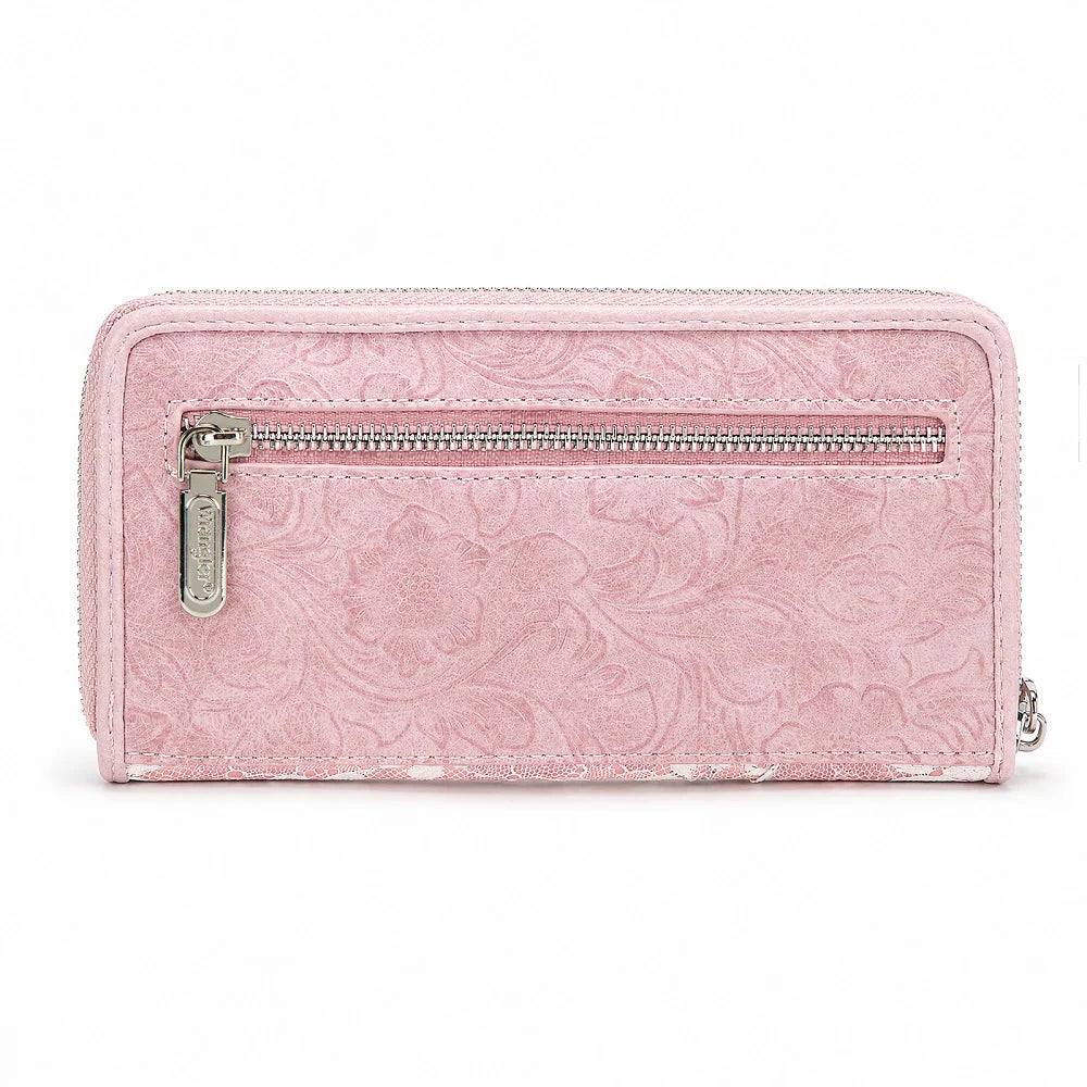 Wrangler Lace Floral RFID Blocking Zip Around Wallet