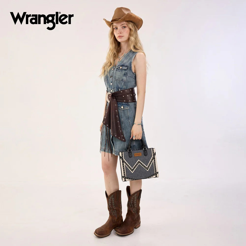 Wrangler Western Contrast Stitch Chevron Tote Bag