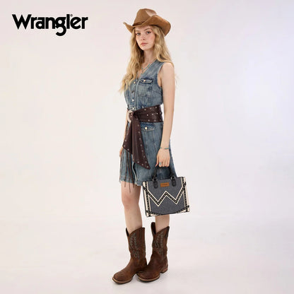 Wrangler Western Contrast Stitch Chevron Tote Bag