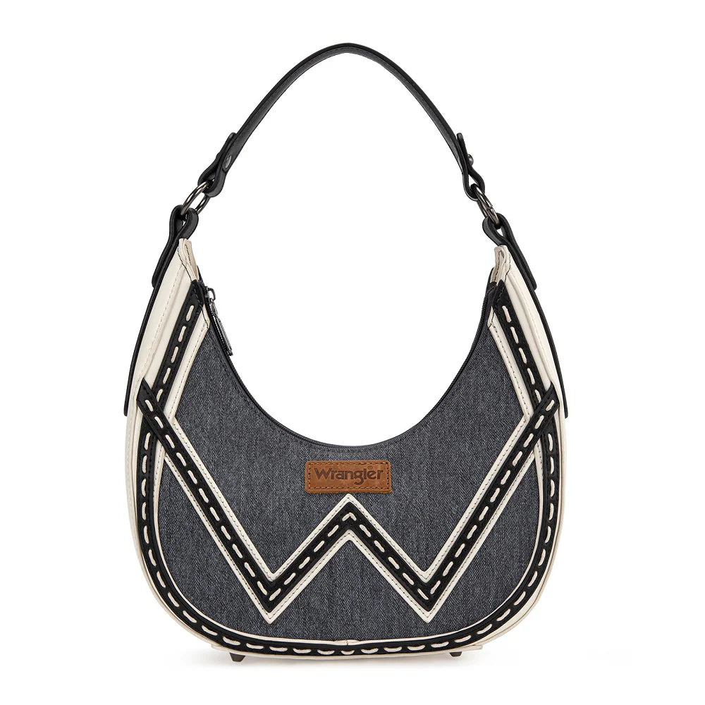Wrangler Western Contrast Stitch Chevron Hobo Shoulder Bag