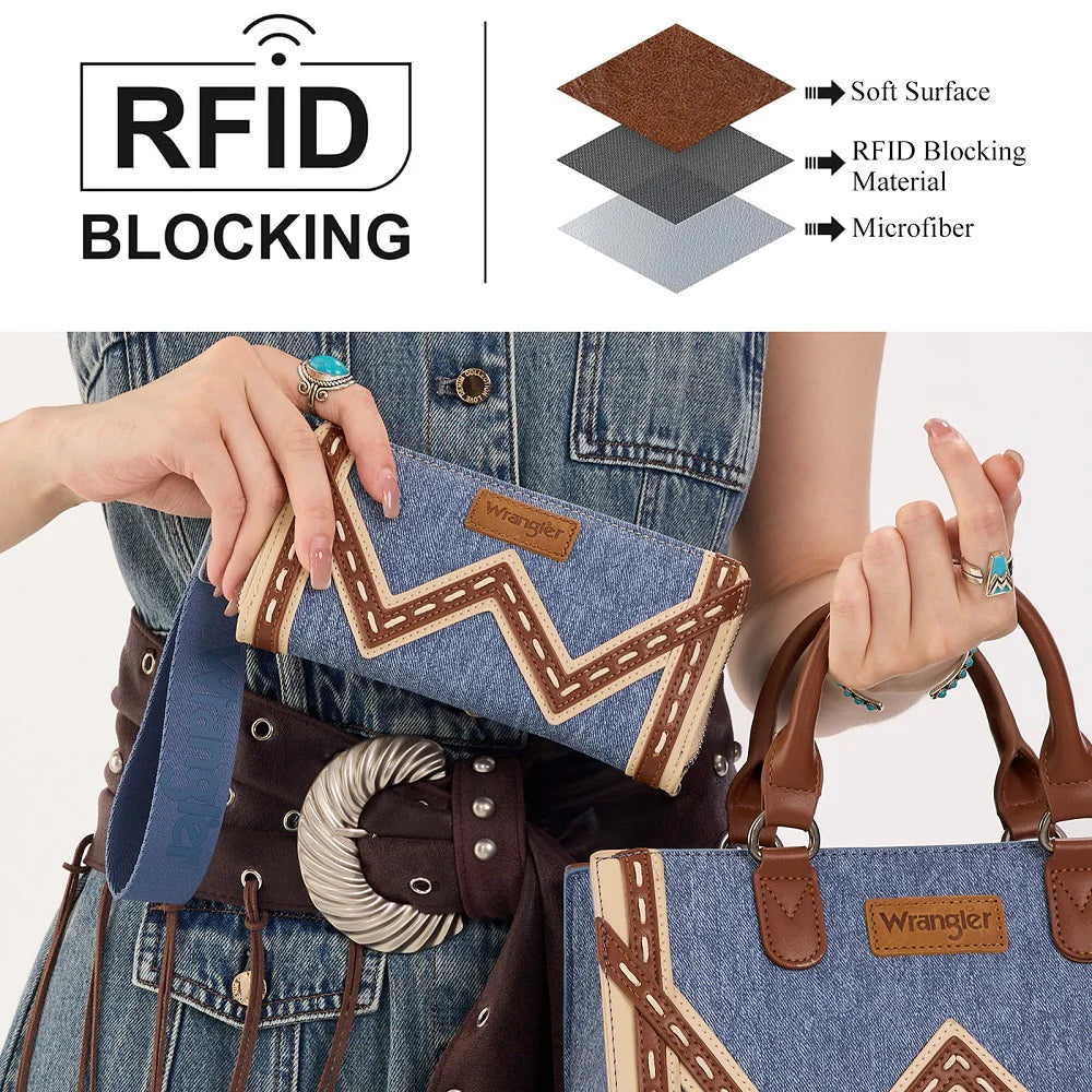 Wrangler Western Chevron Contrast Stitch RFID Wallet