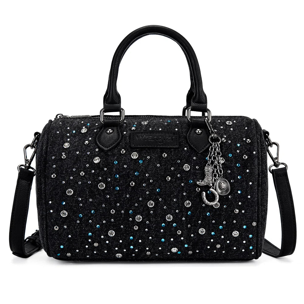 Wrangler Western Rhinestone Denim Boston Bag/Crossbody