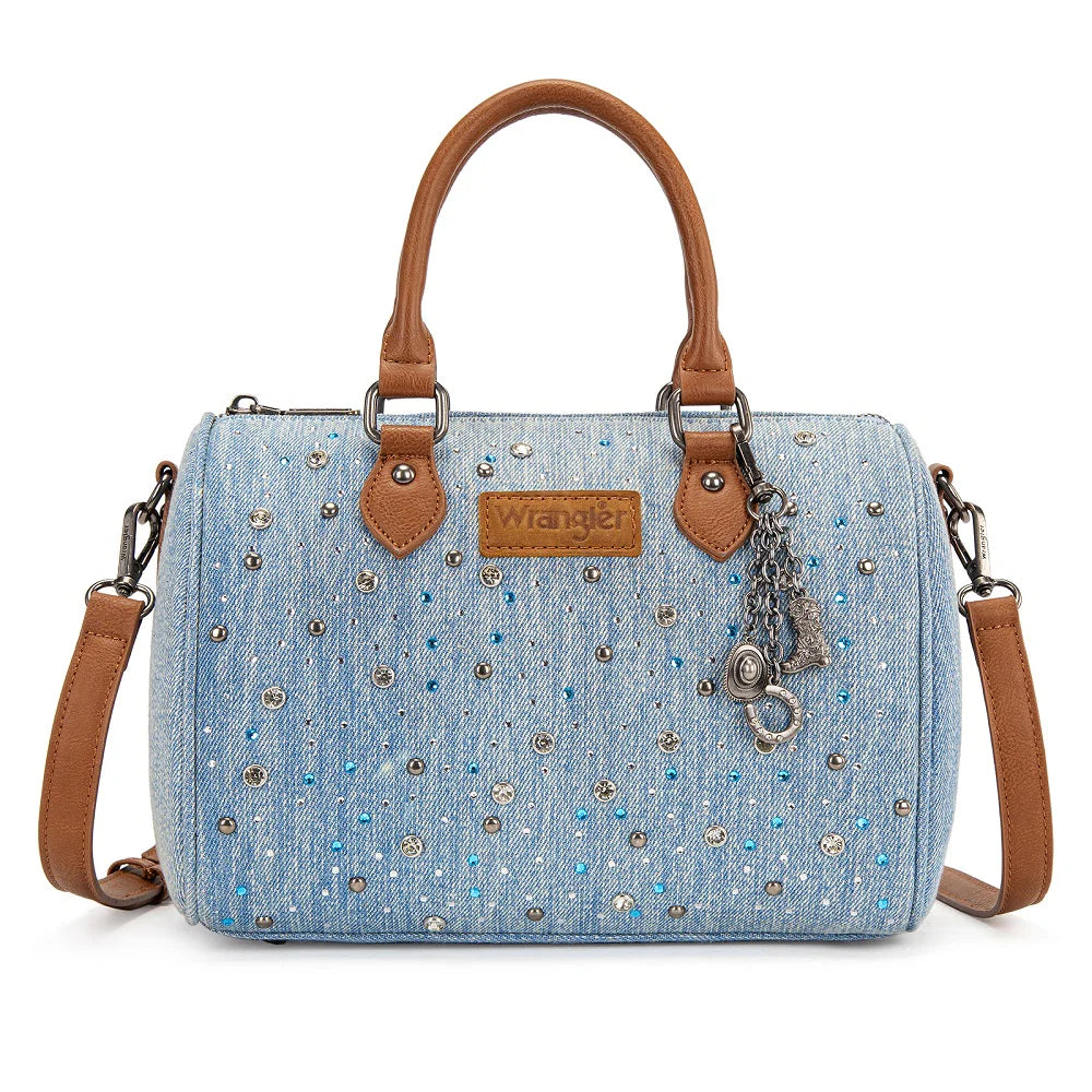 Wrangler Western Rhinestone Denim Boston Bag/Crossbody