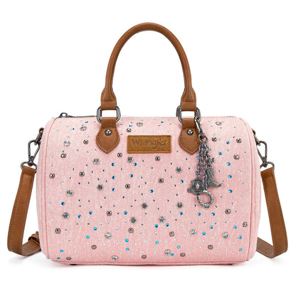 Wrangler Western Rhinestone Denim Boston Bag/Crossbody