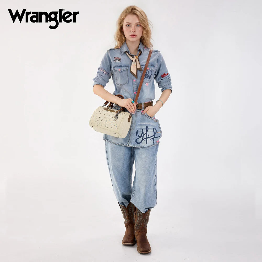 Wrangler Western Rhinestone Denim Boston Bag/Crossbody