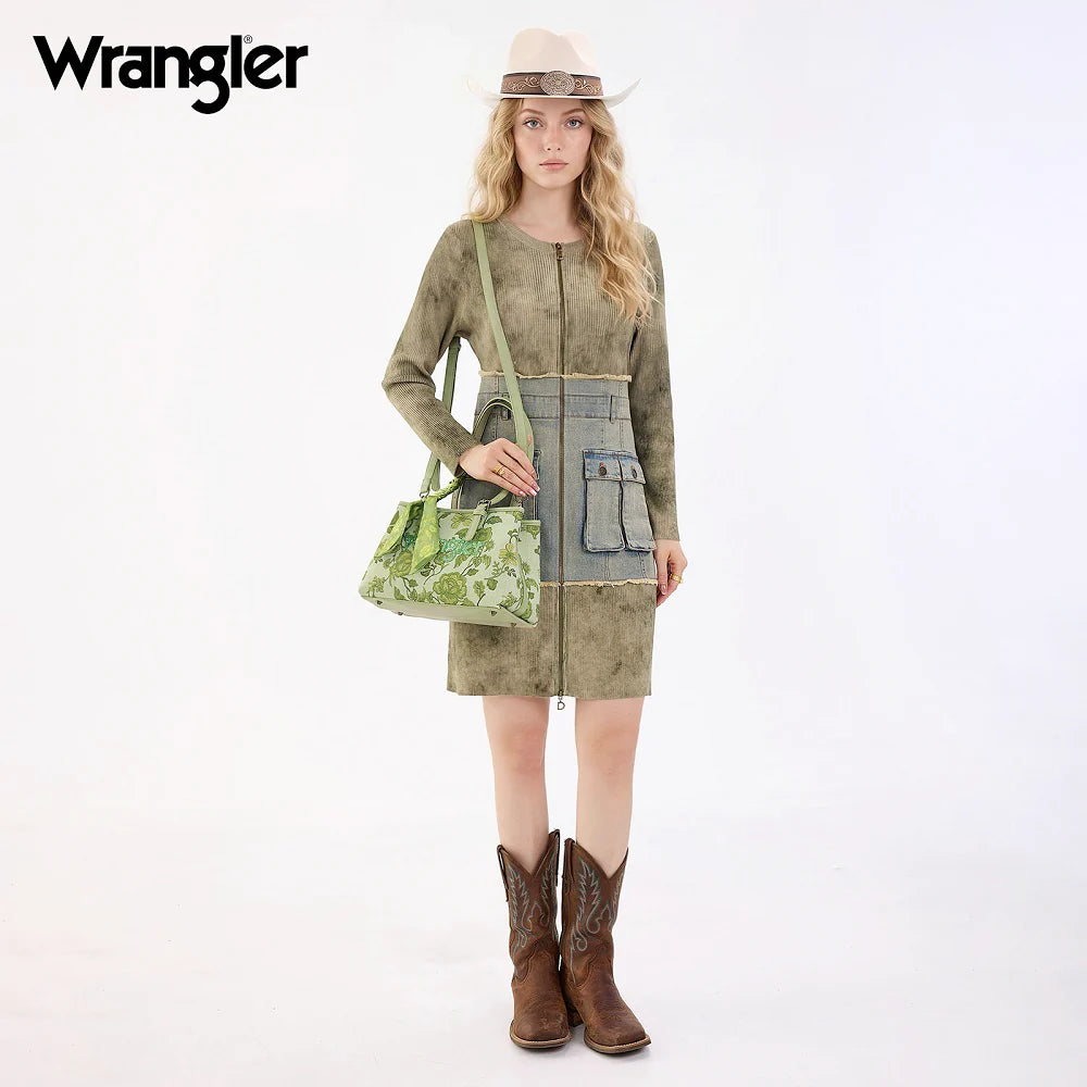 Wrangler Floral Printed Braided Scarf Crossbody Bag